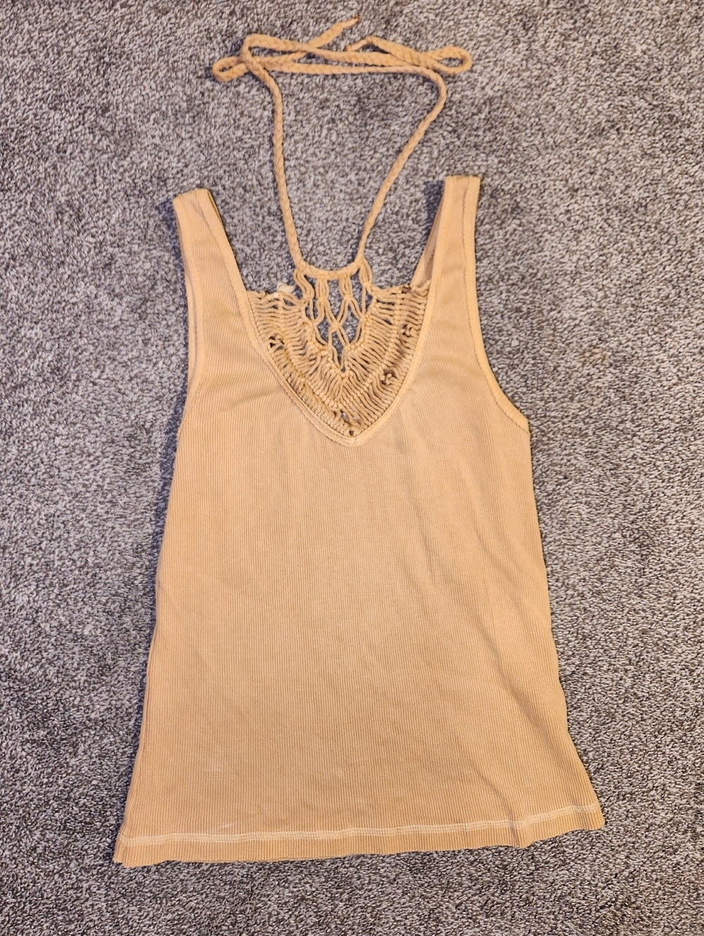Free People Crochet Halter Chest Ribbed  Tank Top Size Large
